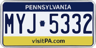 PA license plate MYJ5332