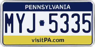 PA license plate MYJ5335