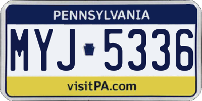 PA license plate MYJ5336