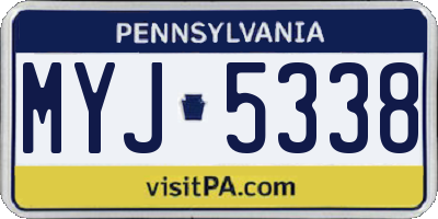 PA license plate MYJ5338