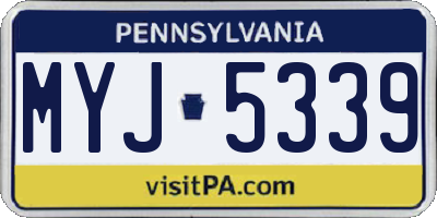 PA license plate MYJ5339