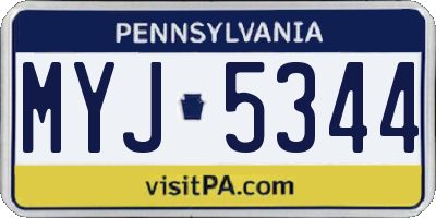 PA license plate MYJ5344