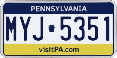 PA license plate MYJ5351