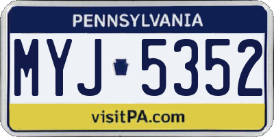 PA license plate MYJ5352
