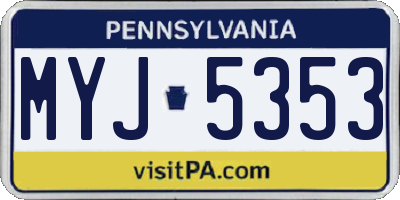 PA license plate MYJ5353