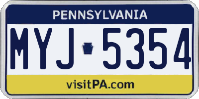 PA license plate MYJ5354