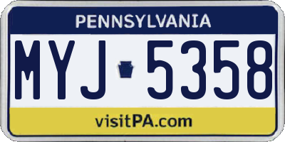 PA license plate MYJ5358