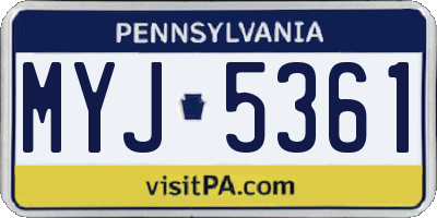 PA license plate MYJ5361
