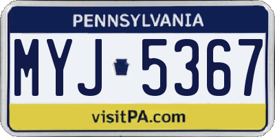 PA license plate MYJ5367