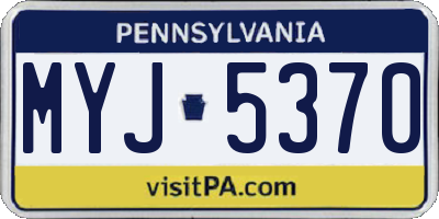 PA license plate MYJ5370