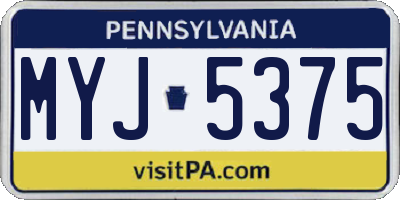 PA license plate MYJ5375