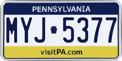 PA license plate MYJ5377