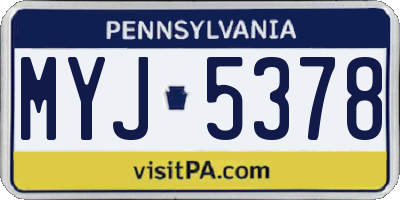 PA license plate MYJ5378
