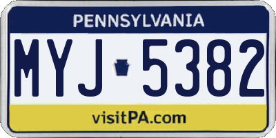 PA license plate MYJ5382
