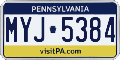 PA license plate MYJ5384