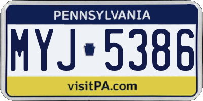 PA license plate MYJ5386
