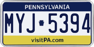 PA license plate MYJ5394