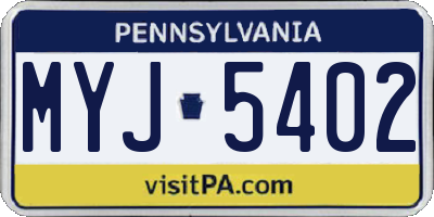 PA license plate MYJ5402