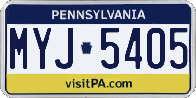 PA license plate MYJ5405