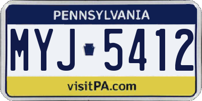 PA license plate MYJ5412