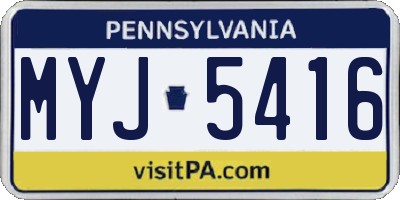 PA license plate MYJ5416