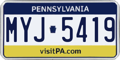 PA license plate MYJ5419
