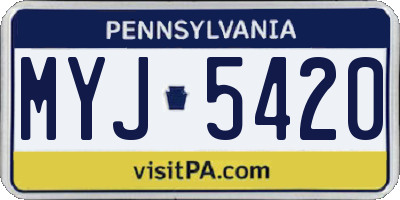 PA license plate MYJ5420