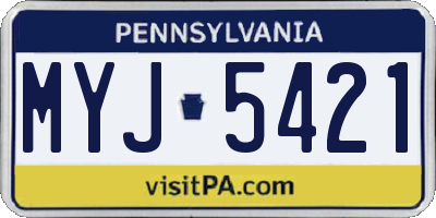 PA license plate MYJ5421