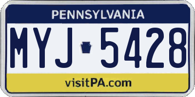 PA license plate MYJ5428