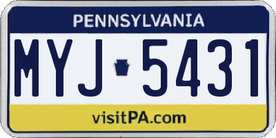 PA license plate MYJ5431