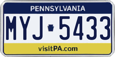 PA license plate MYJ5433