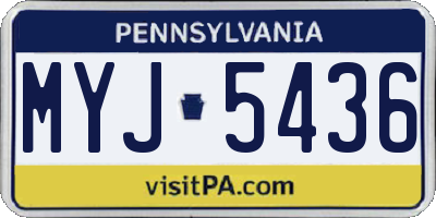 PA license plate MYJ5436