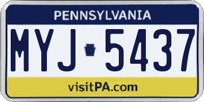 PA license plate MYJ5437