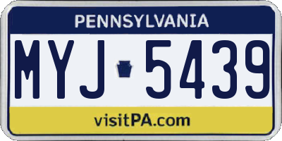 PA license plate MYJ5439