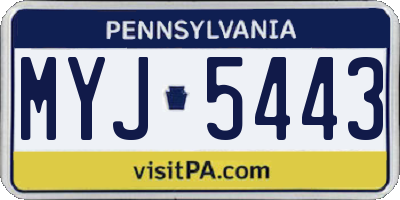 PA license plate MYJ5443