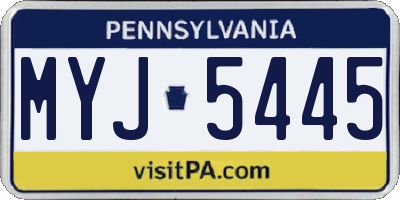 PA license plate MYJ5445