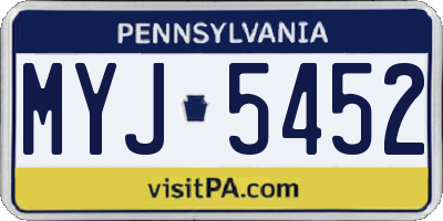 PA license plate MYJ5452