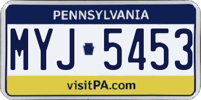 PA license plate MYJ5453