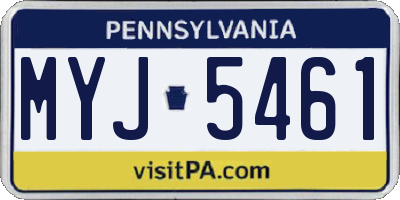 PA license plate MYJ5461