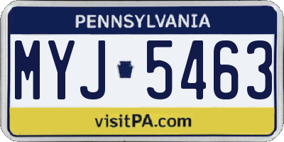 PA license plate MYJ5463