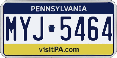 PA license plate MYJ5464