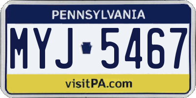 PA license plate MYJ5467