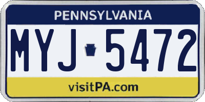 PA license plate MYJ5472