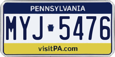 PA license plate MYJ5476