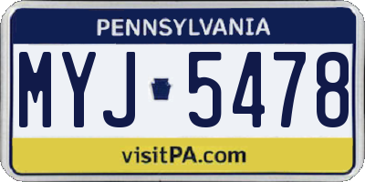 PA license plate MYJ5478