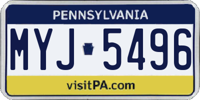 PA license plate MYJ5496