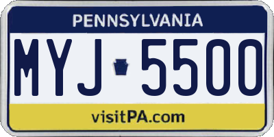 PA license plate MYJ5500