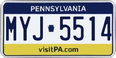 PA license plate MYJ5514