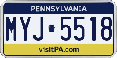PA license plate MYJ5518