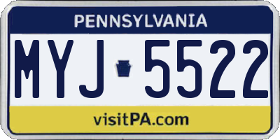 PA license plate MYJ5522